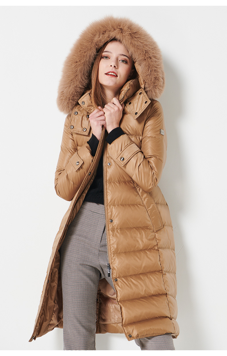 scofield衣恋官方集团依恋女装冬季款毛领腰带羽绒服黑色sfjda4v07q