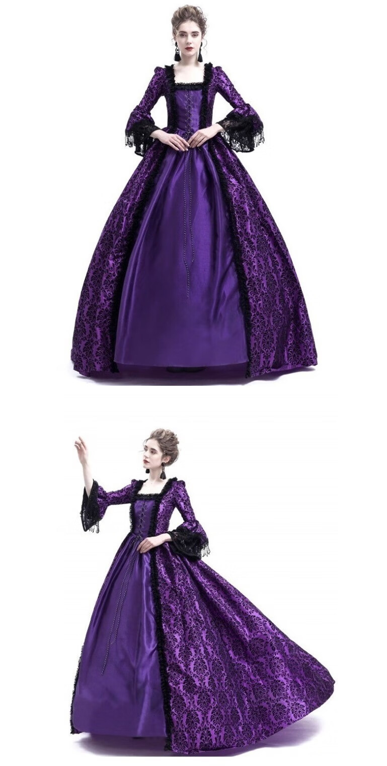 话剧演出服欧洲复古典中世纪洋装舞台演出服复古贵族晚礼服裙女高腰