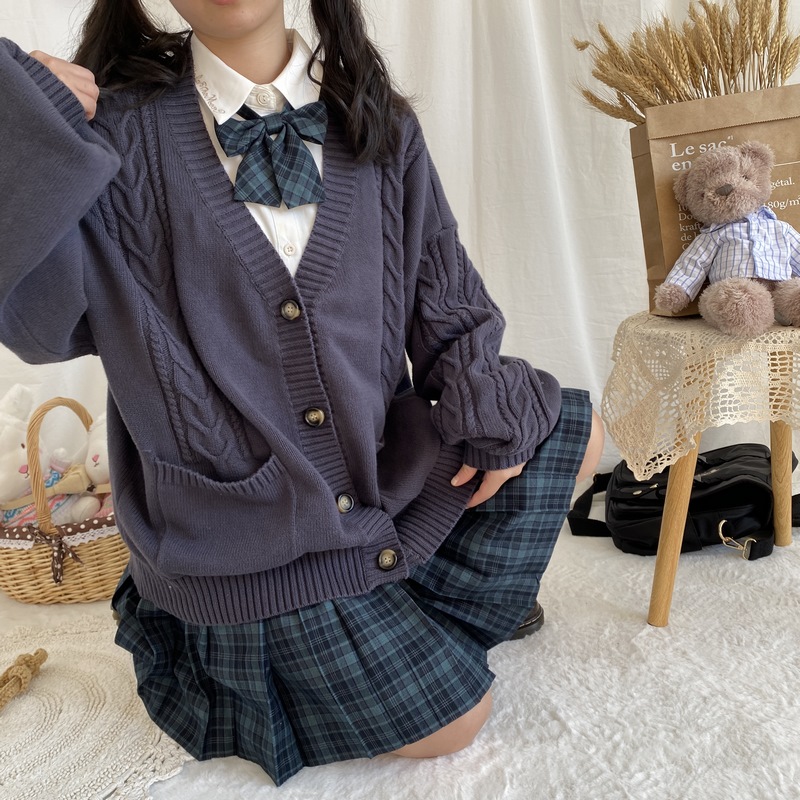 森林来信jk套装全套秋装开衫合集制服裙柠檬海盐山楂树格裙半身裙 青