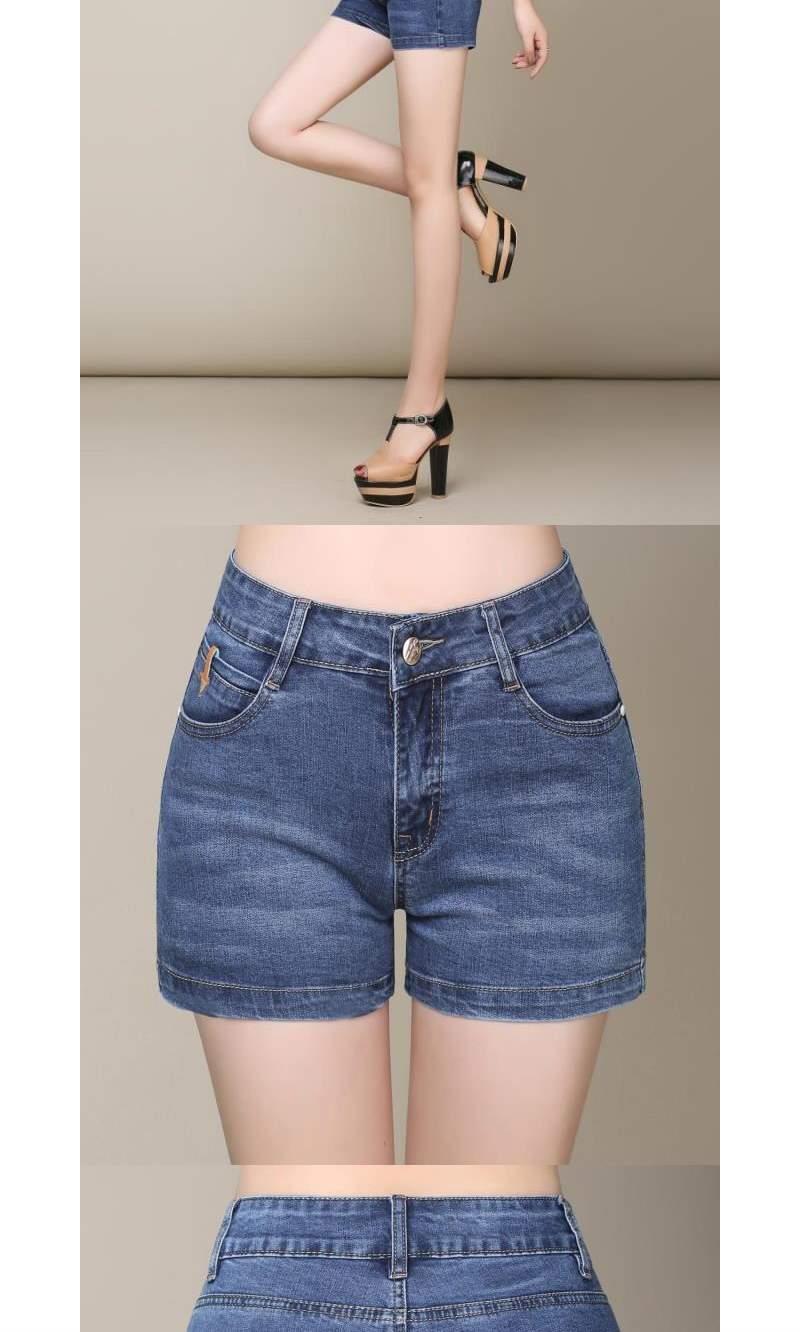中年短裤女夏妈妈高腰中年妇女牛仔短裤弹力显瘦三分牛仔热裤大码n17