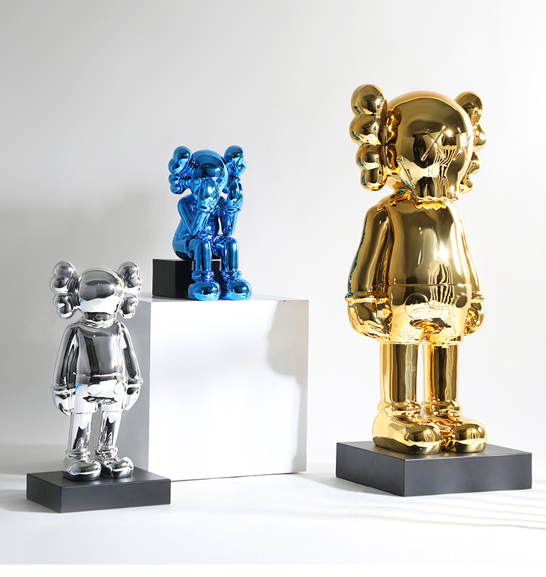 瑞合美家 网红款kaws暴力熊现代轻奢玩偶公仔树脂摆件落地桌面客厅