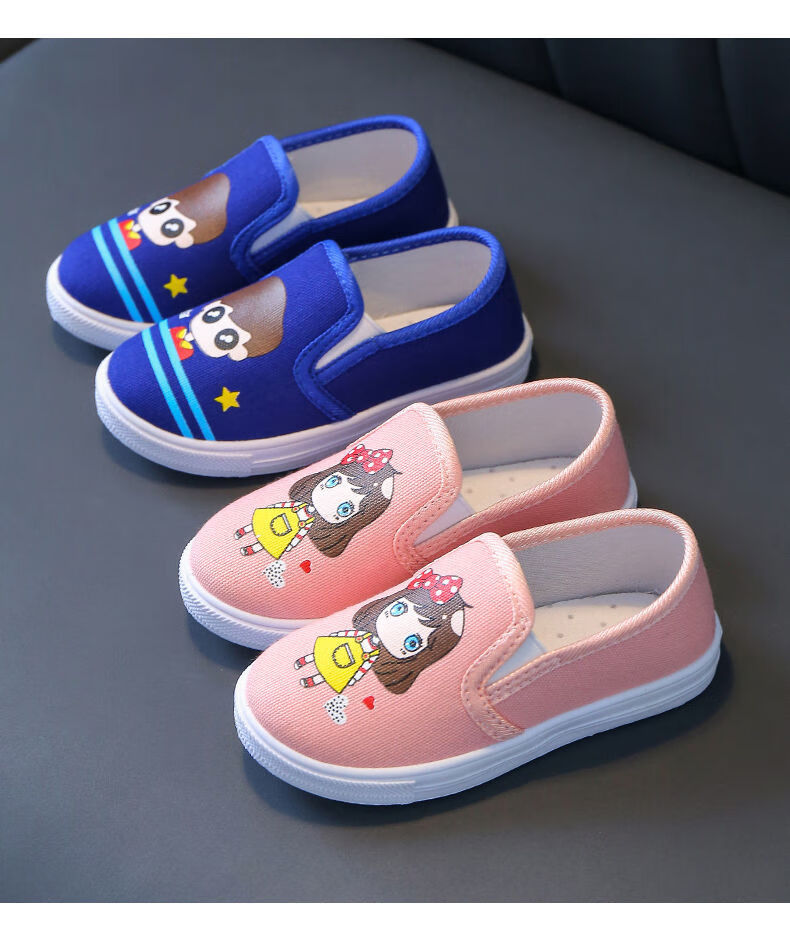 儿童帆布鞋春秋新款小中童布鞋宝宝单鞋软底防滑学生鞋a07黑色21码内