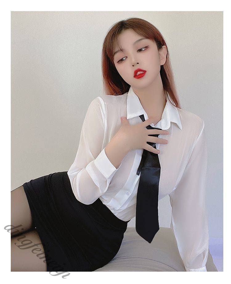 子情绪内衣制服丝袜秘书床上羞耻服装大码火辣睡衣职hkaq领结上衣短裙