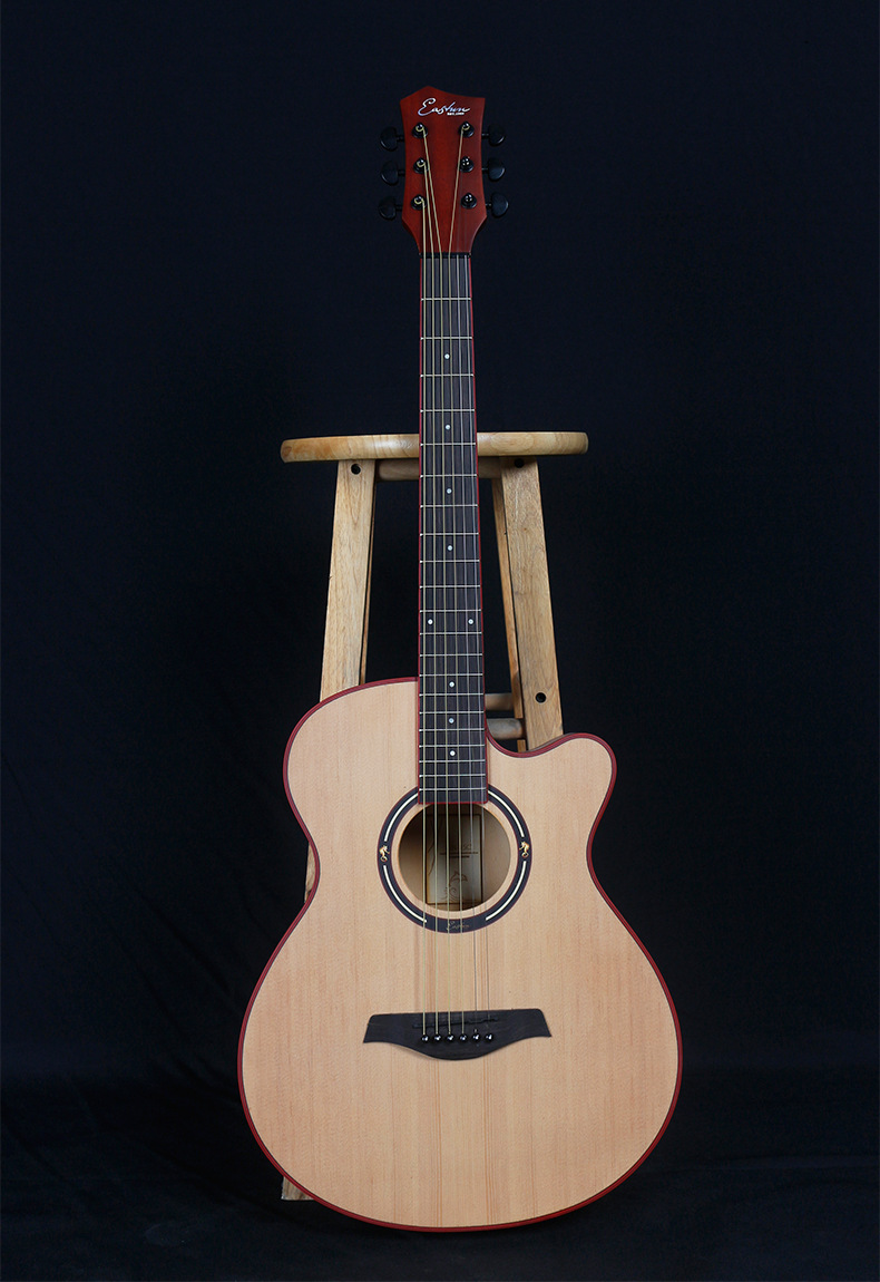 伊斯顿原木色黑色哑光云杉木合板初学演奏吉他定制款gn10bk