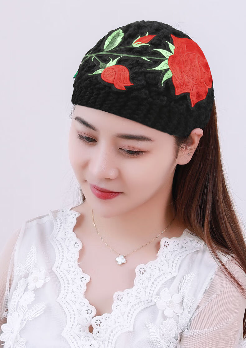 民族风文艺范帽子新民族风针织毛线发带高弹宽边女士发带帽头巾帽防寒