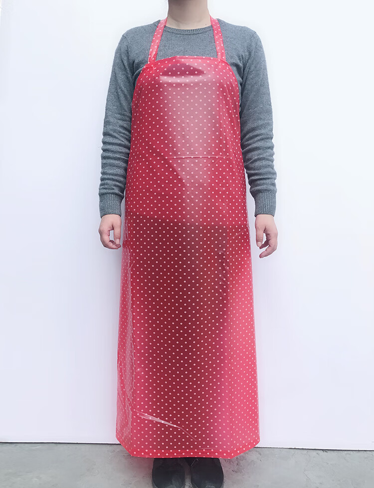 pvc防水防油围裙男女加长款厨房食堂耐磨围腰做饭工作服无袖罩衣 紫色