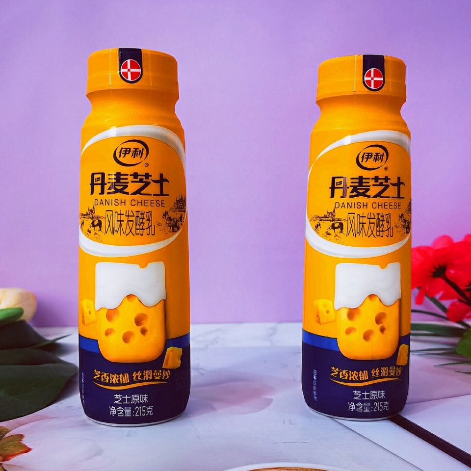 伊利丹麦芝士酸奶215g612瓶风味发酵乳芝士原味黄桃百香果原味8瓶