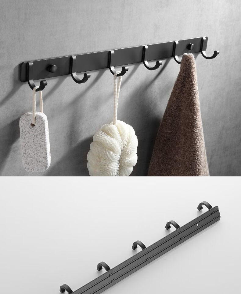 衣钩粘钩免打孔可移动折叠排钩浴室卧室门后挂衣帽通用多功能挂钩银色