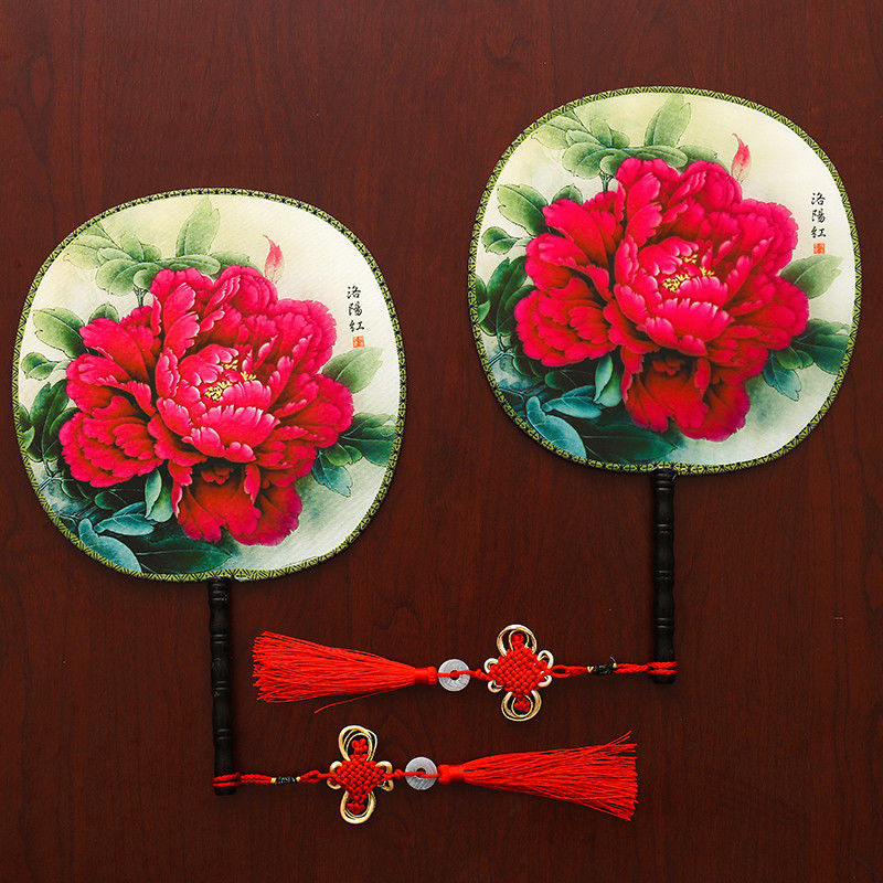 南啵丸宫女扇子团扇扇子女士舞蹈宫廷圆扇子布扇绢扇双面团扇梦笔生花