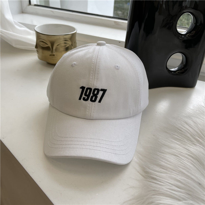 裴娅 韩版百搭休闲潮男四季通用棒球帽港风1987字母刺绣鸭舌帽子女