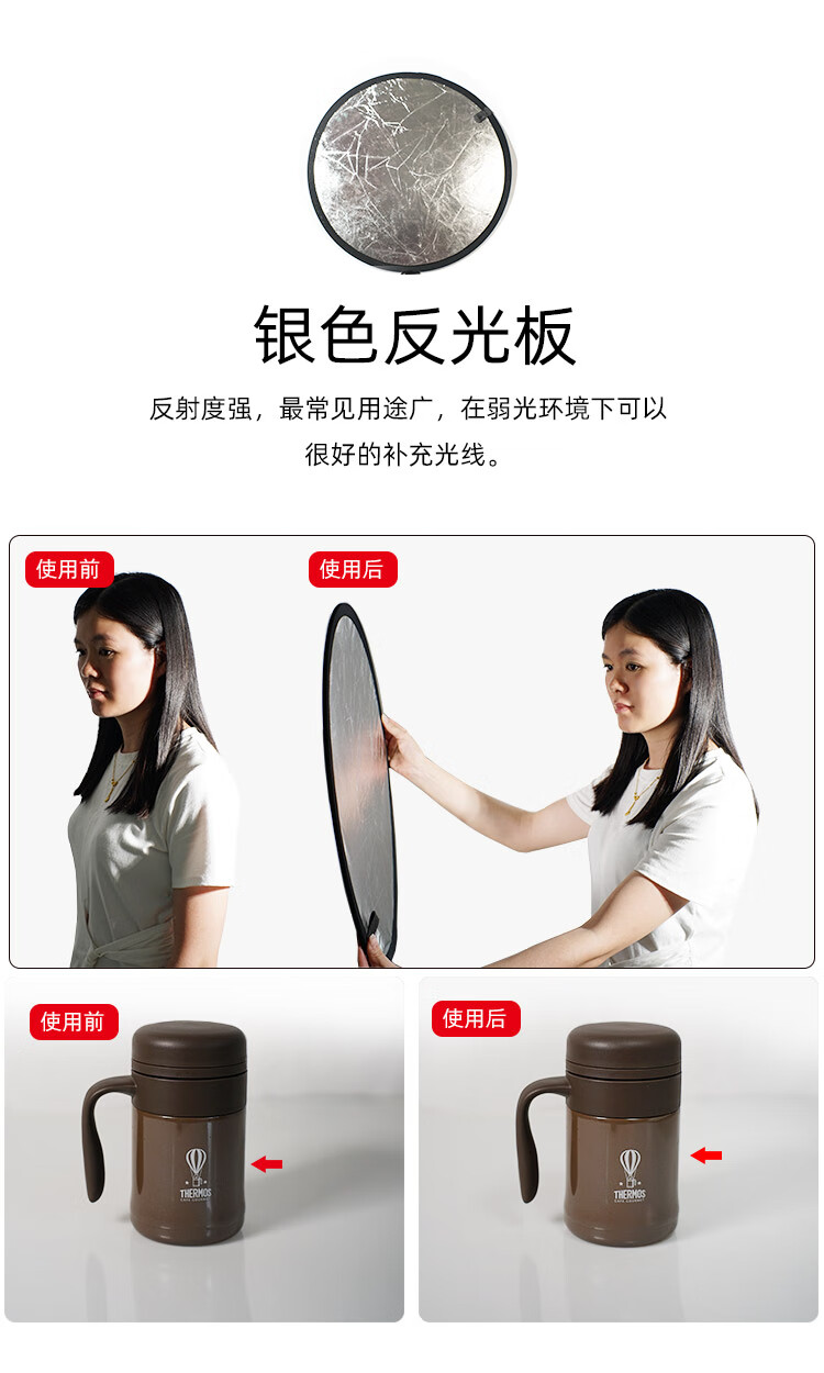30cm反光板小型摄影便携柔光板打光直播户外人像补光拍照折叠6090金银