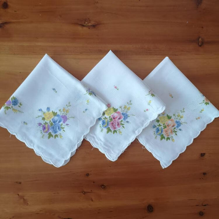 牙边小花小手帕碎花月牙边女士儿童汗巾老人随身手绢怀旧报春花粉色