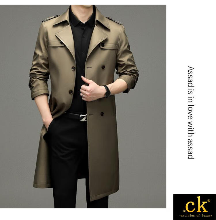 bcck国际轻奢侈品男款秋季男士过膝双排扣风衣长款男式上衣外套男装潮