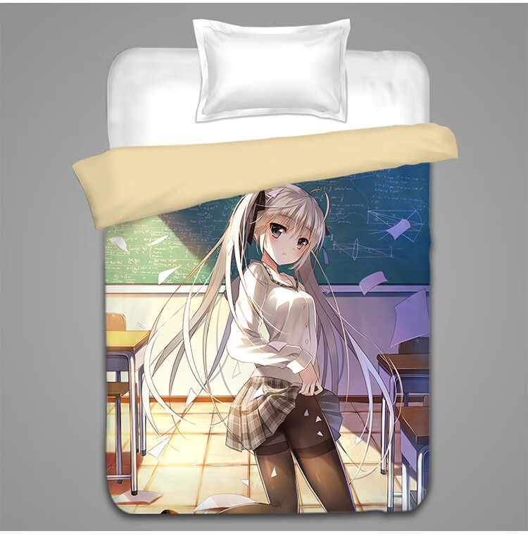 新品来图定制动漫二次元美女被套春日野穹被单学生宿舍单人被罩1.