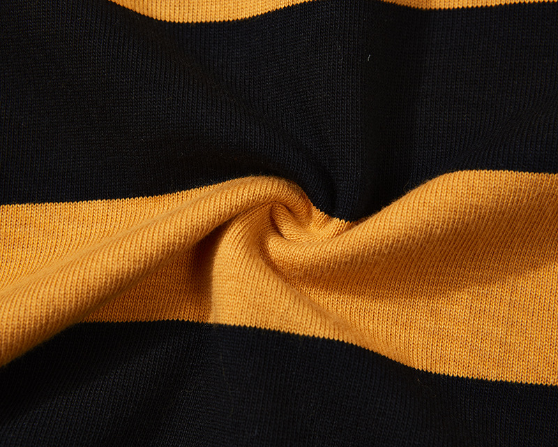 美式复古阿美咔叽t恤囚犯机车男厚款条纹长袖t恤 0201黄黑条纹 s