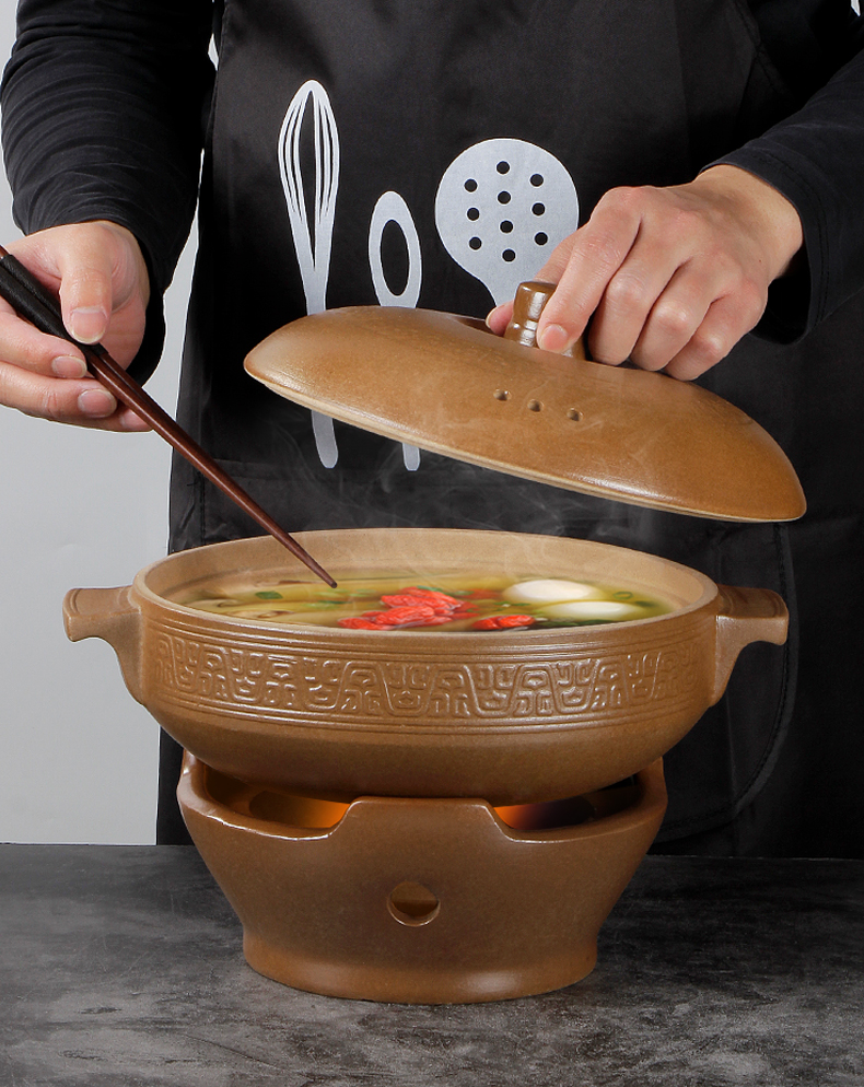 平定内无釉砂锅陶瓷酒精炉商用家用小火锅打边炉沙锅炖汤煲煮粥锅20号