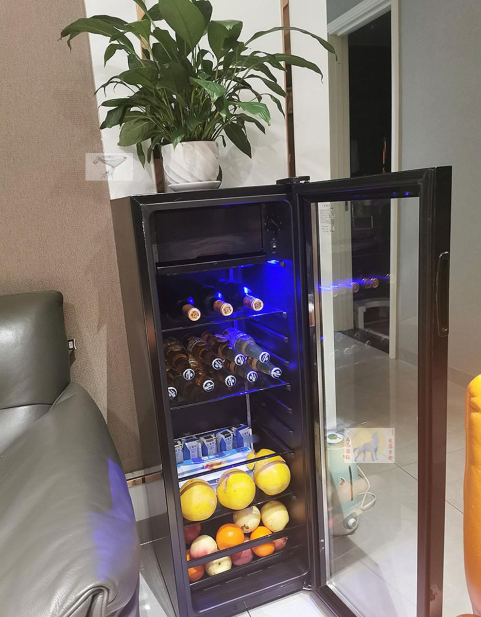 冰吧单开门冰箱家用小型客厅办公室茶叶保鲜迷你玻璃门冷藏柜 bc-75