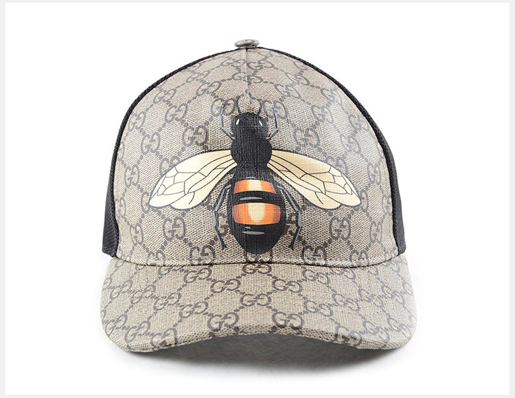 gucci/古驰 男女通用 中性双g蜜蜂涂层网纱机车帽时尚休闲帽子鸭舌帽