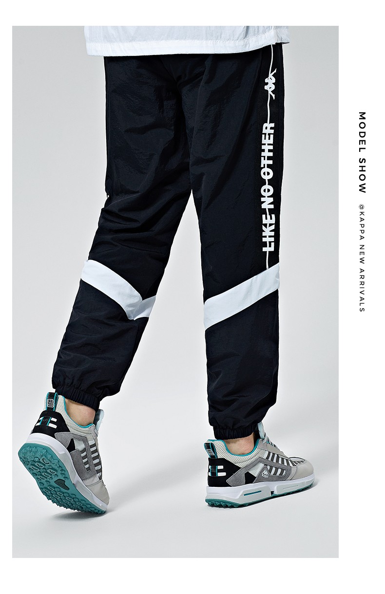 kappa卡帕串标运动裤新款男梭织长裤休闲裤小脚收口卫裤 迷失蓝-8101