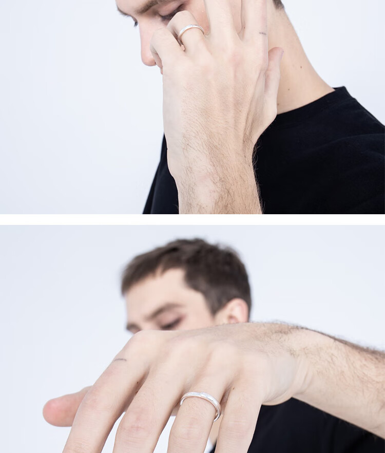 killwinner"环" s925银 莫比乌斯环 衔尾蛇素圈开口可调戒指 情侣款