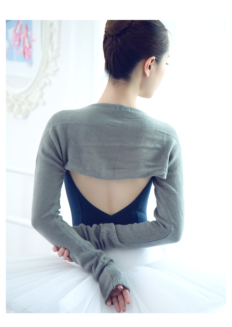 新品体操服舞蹈护肩秋冬针织芭蕾小坎肩保暖舞蹈练功服上衣外套长袖