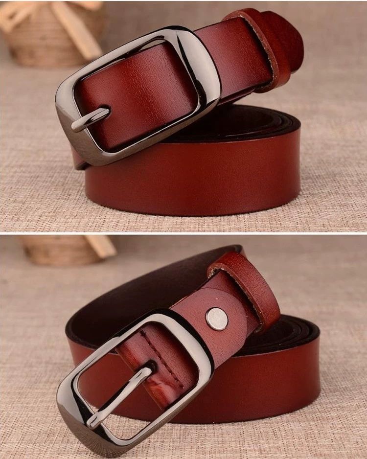 精选女士皮带休闲百搭真皮纯牛皮腰带女装饰简约休闲裤腰带女哈璐亚