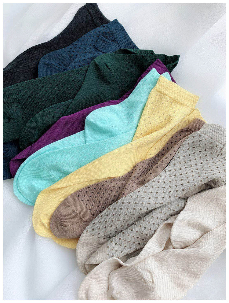 娆蝶桑蚕丝女袜真丝镂空女袜子中筒网眼透气薄款绢丝夏季米白色均码