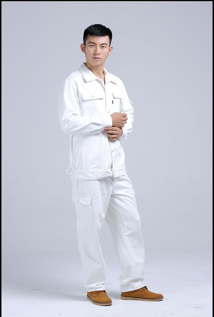 电焊服男套装工作服劳保白色焊工服棉布加厚可印字2021精白电焊服165