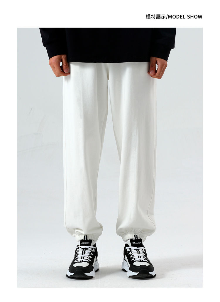 耐克纯棉白色卫裤子男宽松百搭潮流春季秋款束脚运动休闲长裤anike