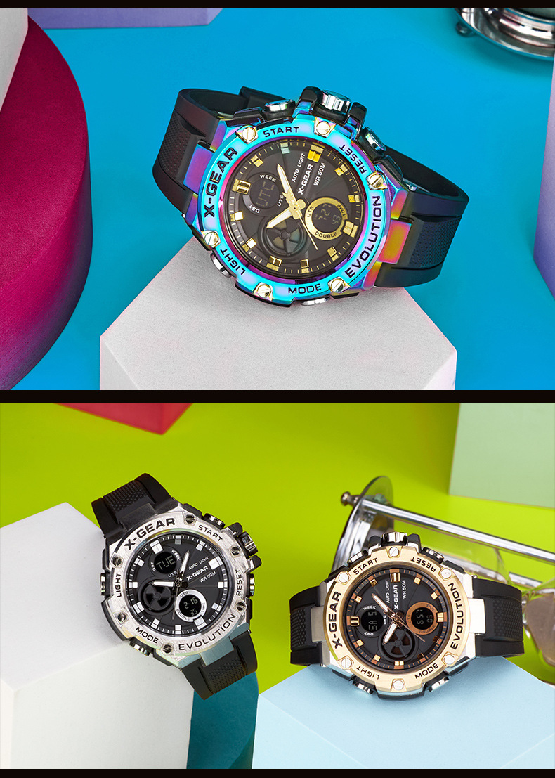 卡l西l欧同款玖弟数码科技x-gear钢铁之心-魂高颜值防水运动电子表 06