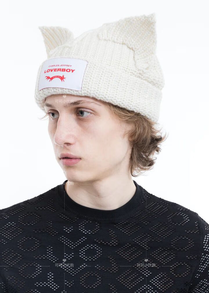 loverboy帽子 支持鉴定charles loverboy 猪猪帽猫咪耳朵针织帽子冷帽