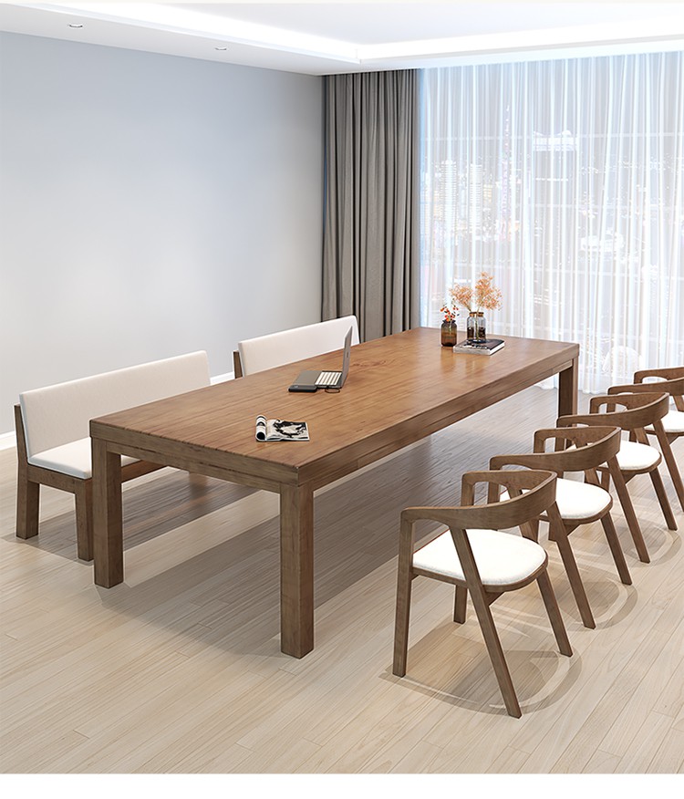 客厅长桌新款客厅大实木书桌休闲区阅读桌桌椅组合多人学习桌办公桌长