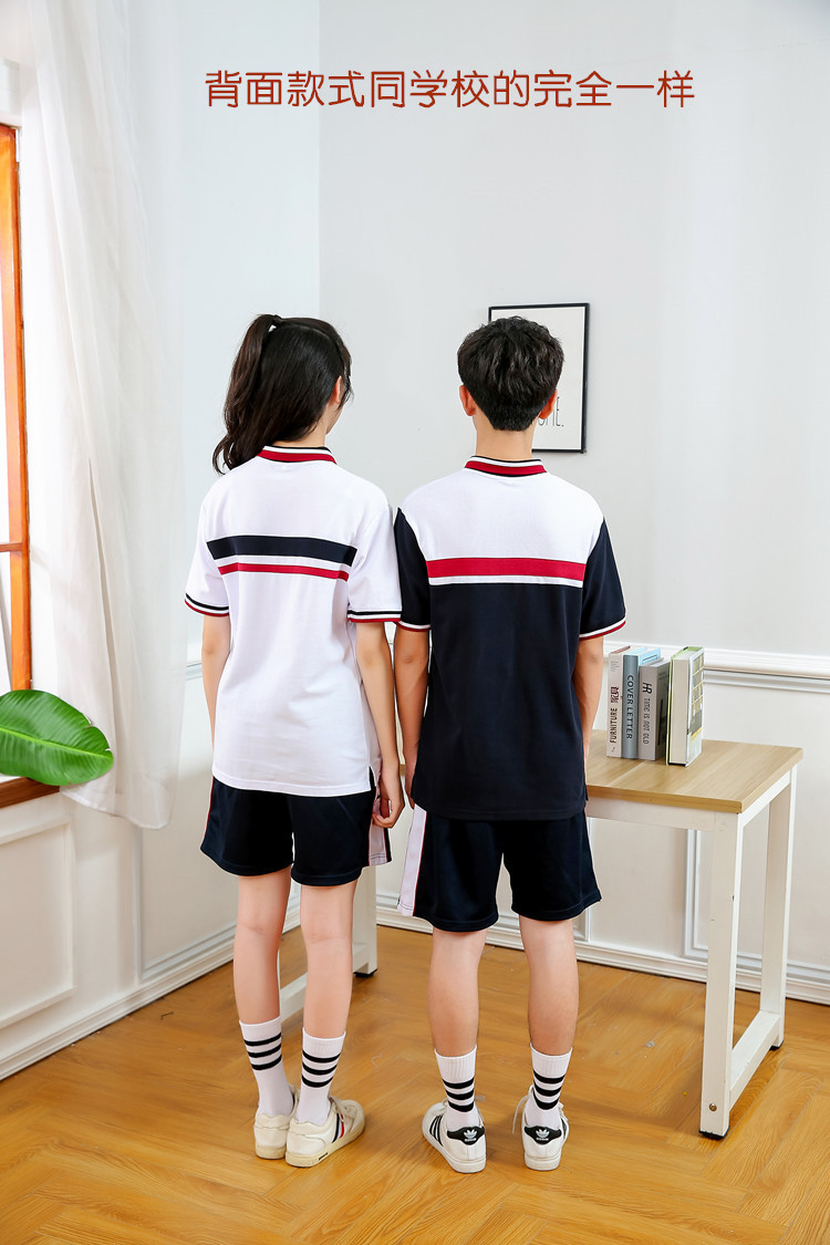 广州番禺区高中校服男女夏装短袖短裤长裤番禺高中统一校服 宝蓝色