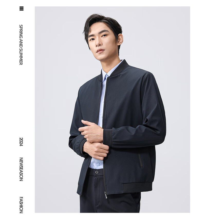 Yalu Jacket for Men, Spring 2026 Baseball Collar Loose Casual Dad Style Executive Coat Business Casual Middle-Aged Outerwear 9