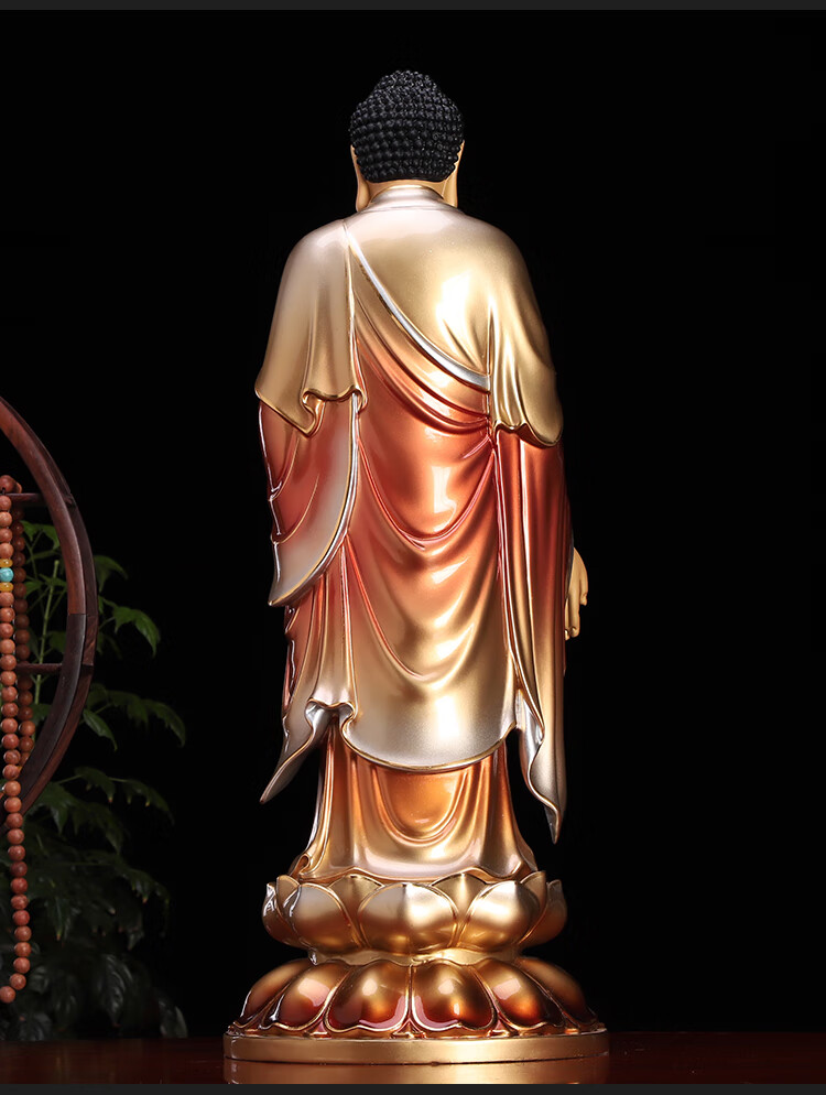 七宝莲台湾高温铜彩西方三圣观音佛像家用阿弥陀佛观音菩萨神像摆件68