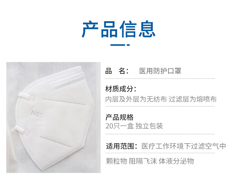 亿凌富瑞德n95级别口罩医用防护医护防专用n95囗罩独立包装随机医用