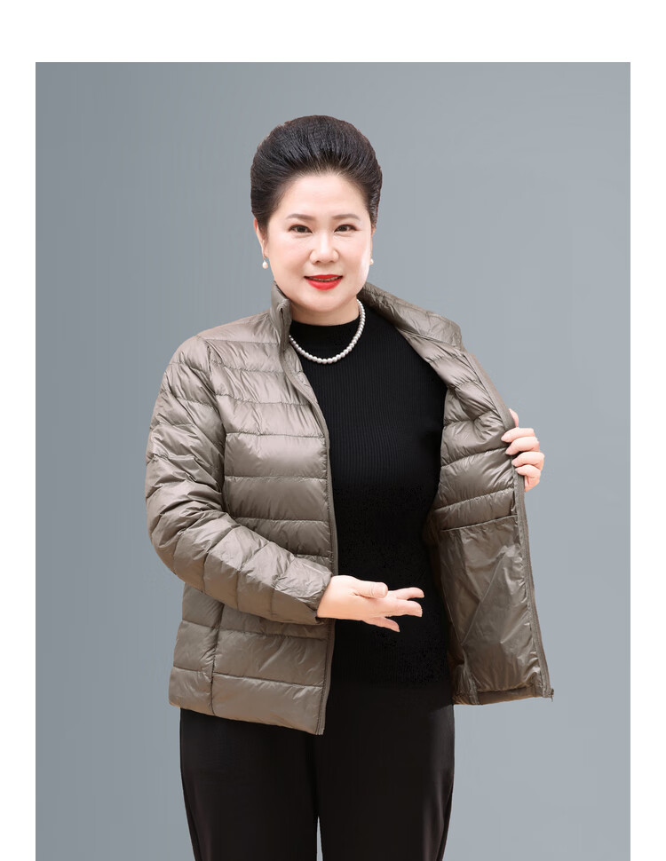 超薄羽绒服女轻薄中老年人加肥加大码胖妈妈秋装外套短款洋气宽松超薄