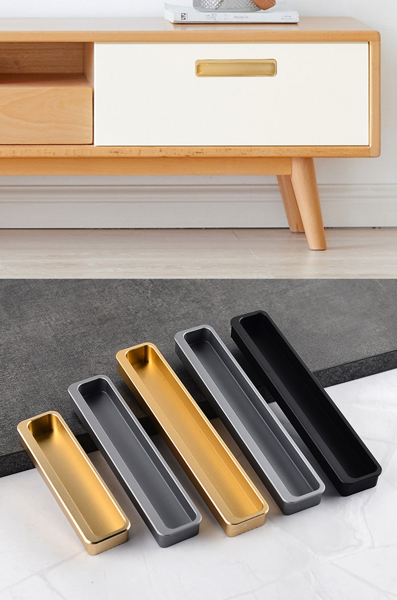 顶耐衣柜门橱柜抽屉隐形暗扣拉手谷仓推拉门移门开槽款嵌入式把手 金