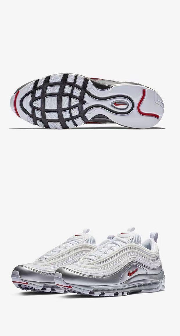 air max 97上海限定银白蓝3m反光耶稣圣水男女气垫跑步鞋 白子弹 36