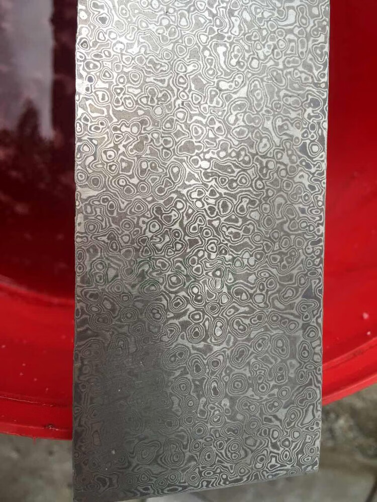映景花纹钢板钢胚大马士革钢板料原料刀胚钢不锈钢板钢材料已淬火