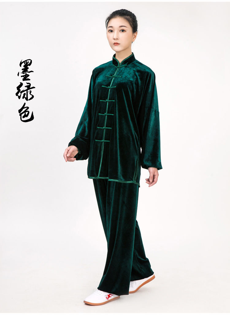 新款高档太极服冬季太极服女南韩绒春秋男金丝中老年太极拳服装练功服