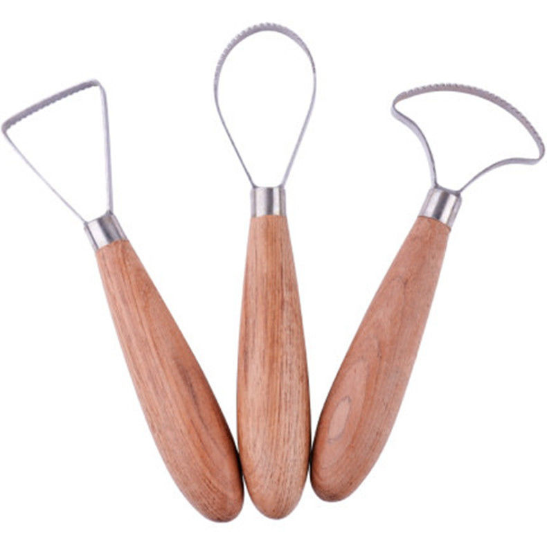 泥塑刮刀工具套装木柄陶艺雕塑修坯刀双头泥塑刀陶泥拉坯各种造型 g08