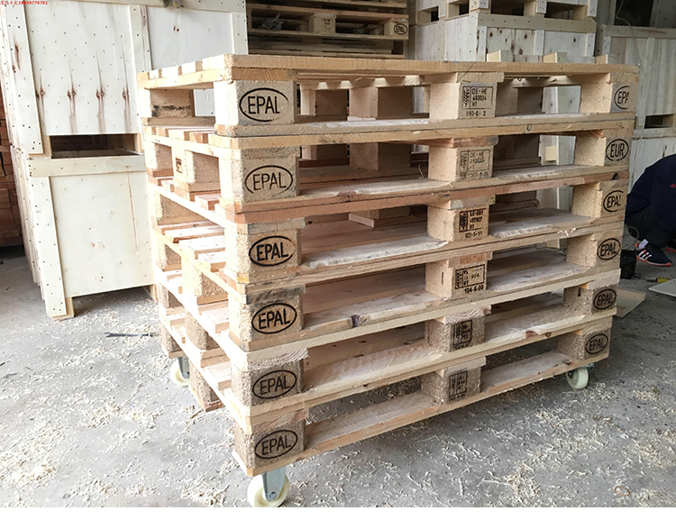 可狄 欧标实木托盘熏蒸热处理栈板仓库卡板物流叉车垫仓板 两面进叉