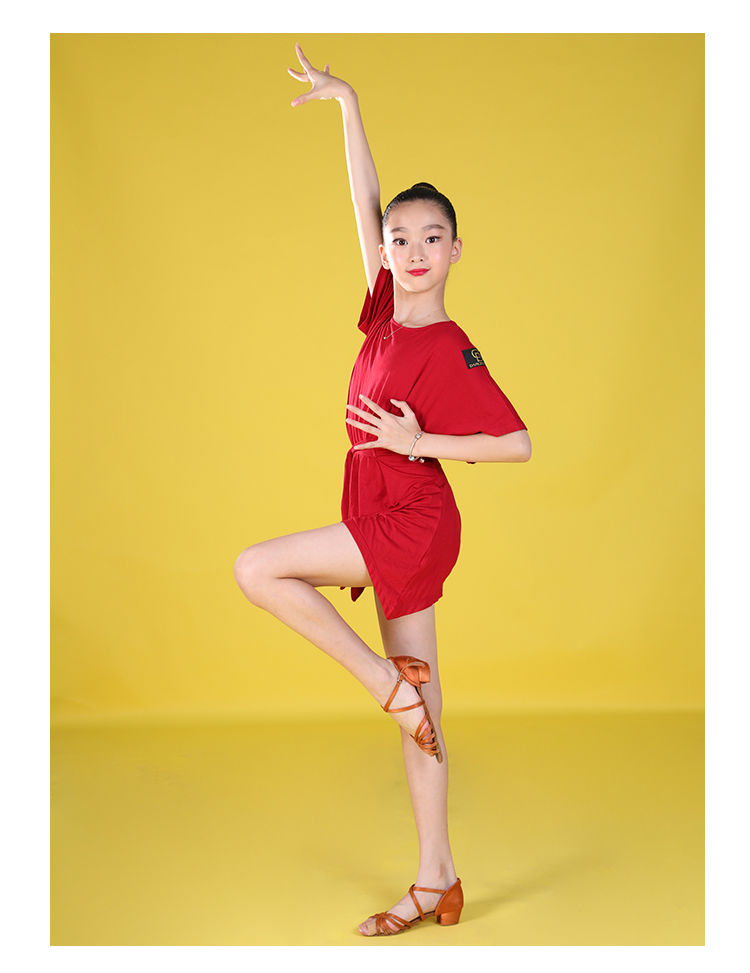 拉丁舞鞋女童拉丁舞裙儿童比赛服中大童练功服拉丁舞服装儿童女孩夏季