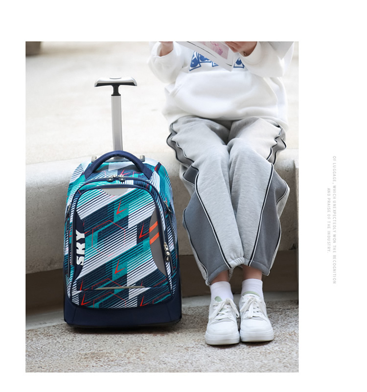 第九城小学生拉杆书包男女孩儿童大容量轮子初中生可爬楼梯防泼水上学