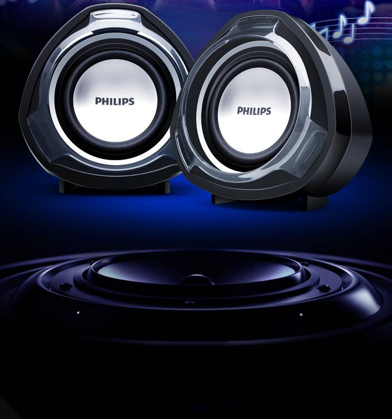 飞利浦(philips) spa311台式电脑音响家用超重低音炮3d环绕迷你 黑色