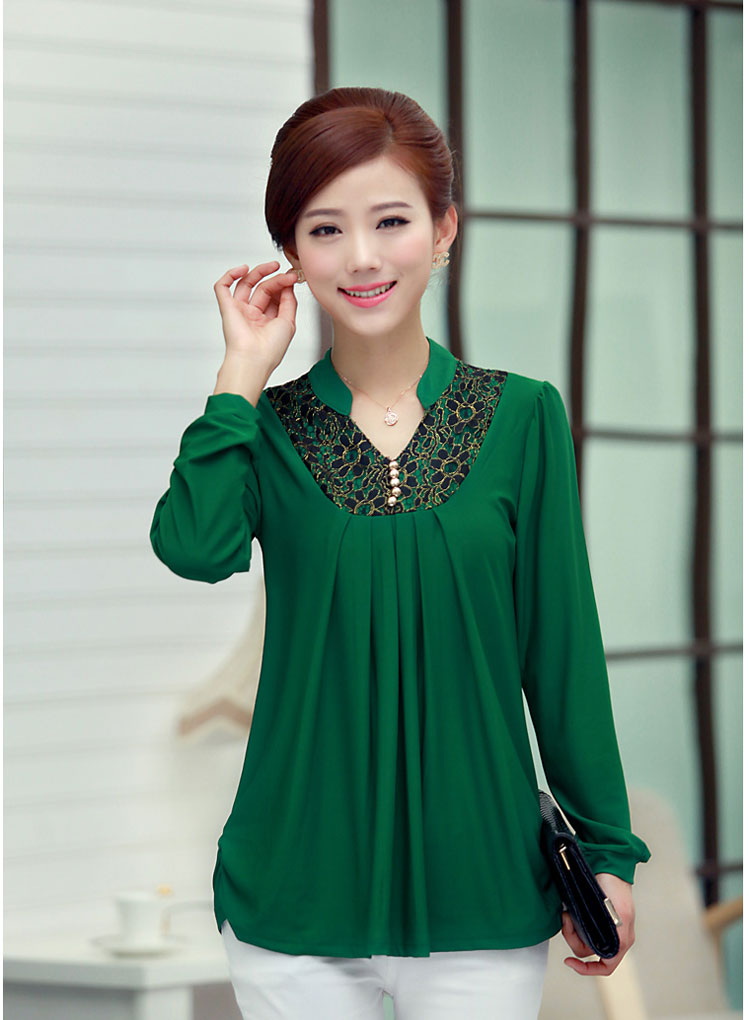 女中年长袖夏衣适合人夏天穿的t恤上衣服装305妈妈装蓝色l建议85100斤