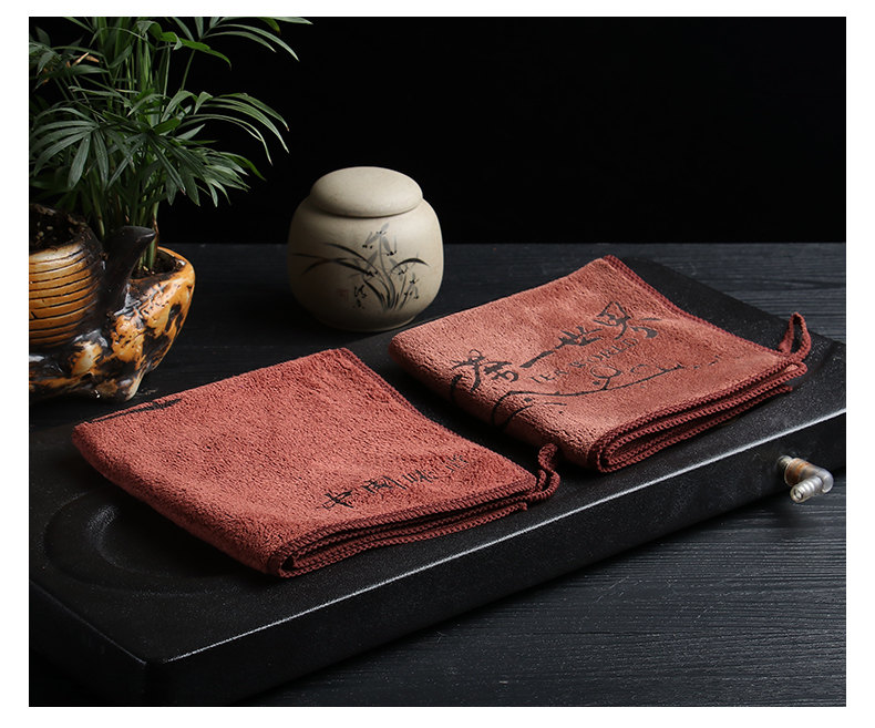 加厚茶巾吸水茶布茶几茶桌抹布功夫茶具配件茶盘摆件吸水茶巾抹布古诗