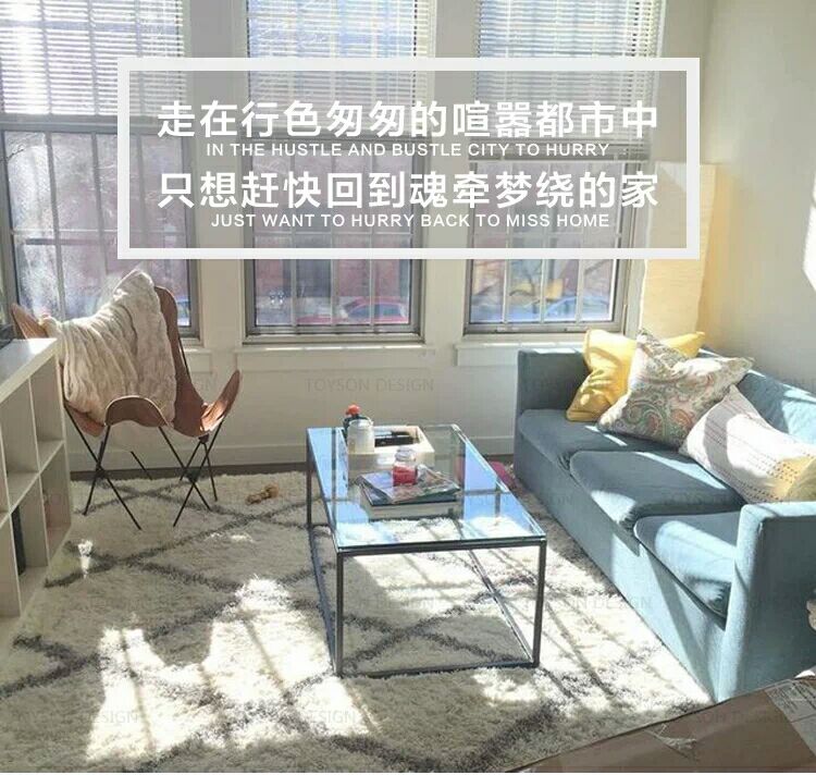 简约茶几简约现代钢化玻璃客厅个性桌 80*50*45黑色支架透明玻璃 组装