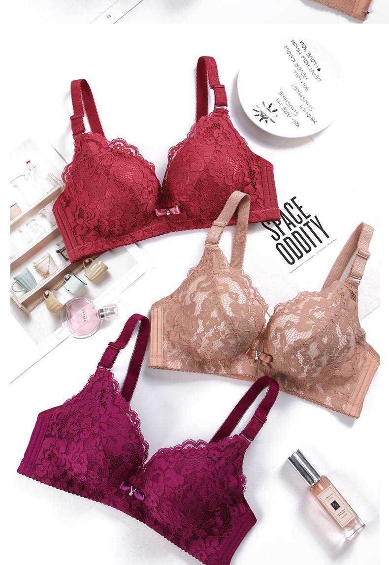 浪莎有钢圈超聚拢小胸加厚文胸罩调整型深v性感少上托内衣奶罩纹胸衣